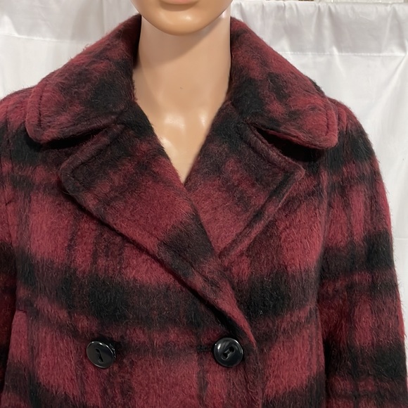 Coach Dark Cranberry Plaid Peacoat Coat - Picture 5 of 10